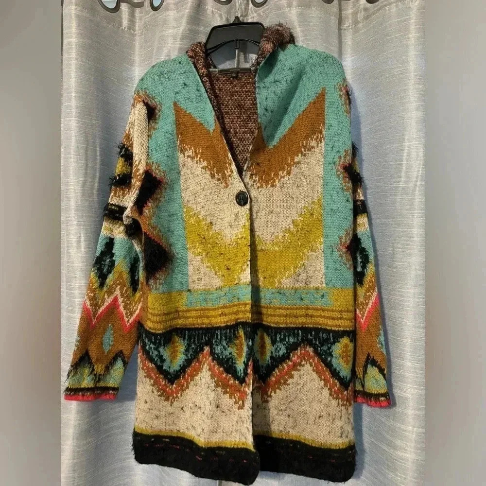 MaxSport LA Cardigan Ivory / Turquoise